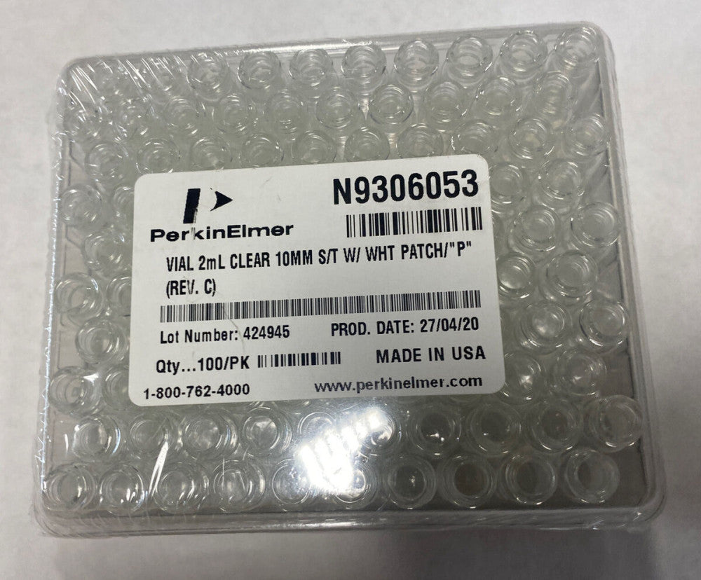 Perkin Elmer N9306053 Vial, screw top, clear, certified, 2 mL, 100/pk