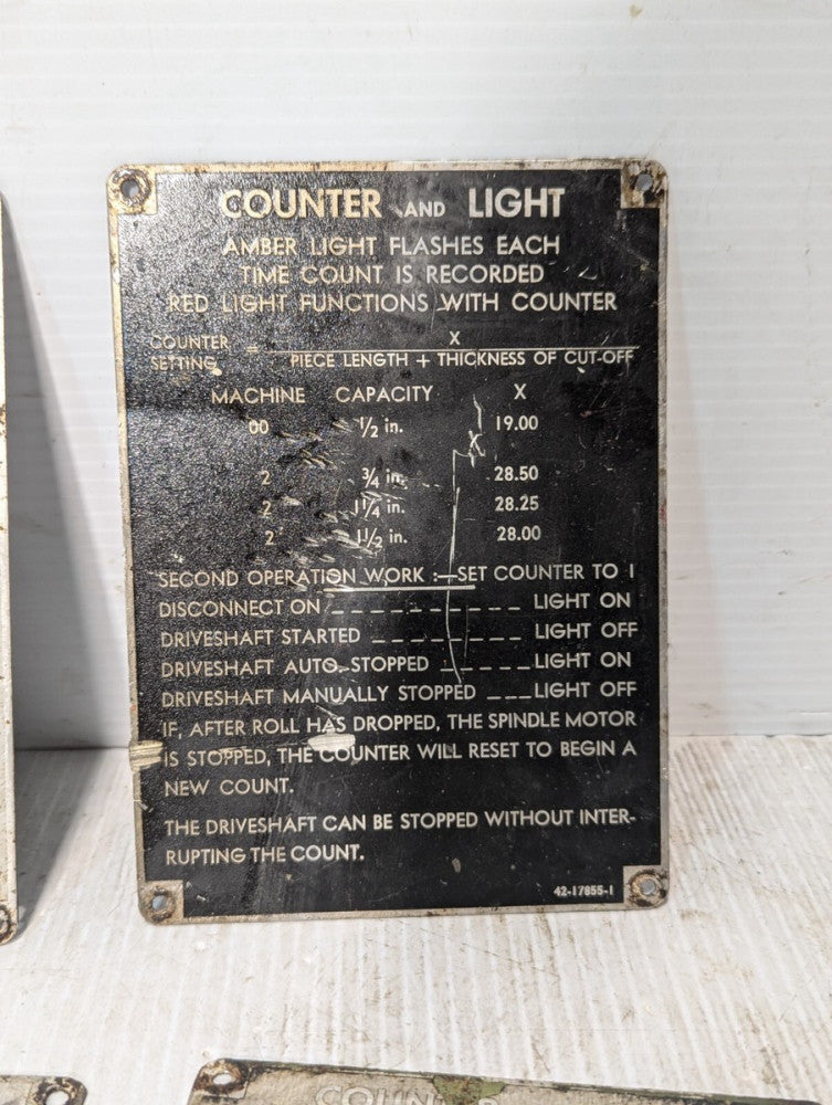 Lot of 6 Vintage Metalworking Machine Operation Signage