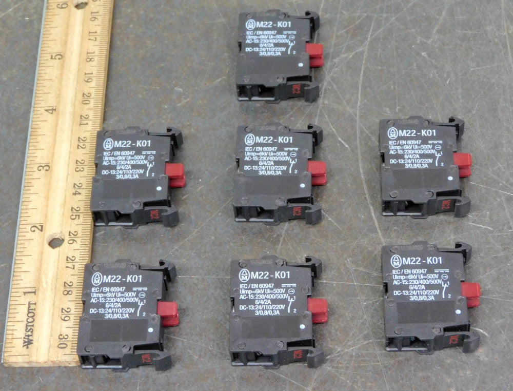 Eaton M22-K01 Push Button Contact Block 6A 240V Lot of Seven (7)