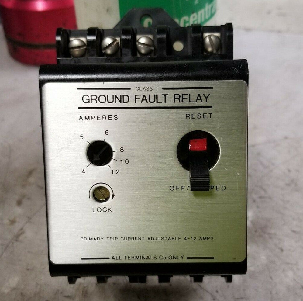 GE 3023600EDP1 CLASS 1 GROUND FAULT RELAY ADJUSTABLE RANGE 4 TO 12 AMPS