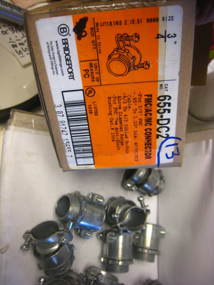 New lot of 13 BRIDGEPORT 655-DC2  3/4" FMC/AC/MC  CONNECT