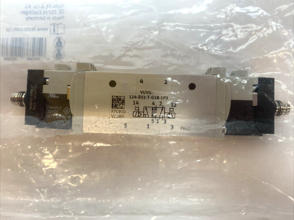 Festo VUVG-L14-B52-T-G18-1R8L Solenoid Valve Pneumatic, 24VDC, 5/2-Way 574230