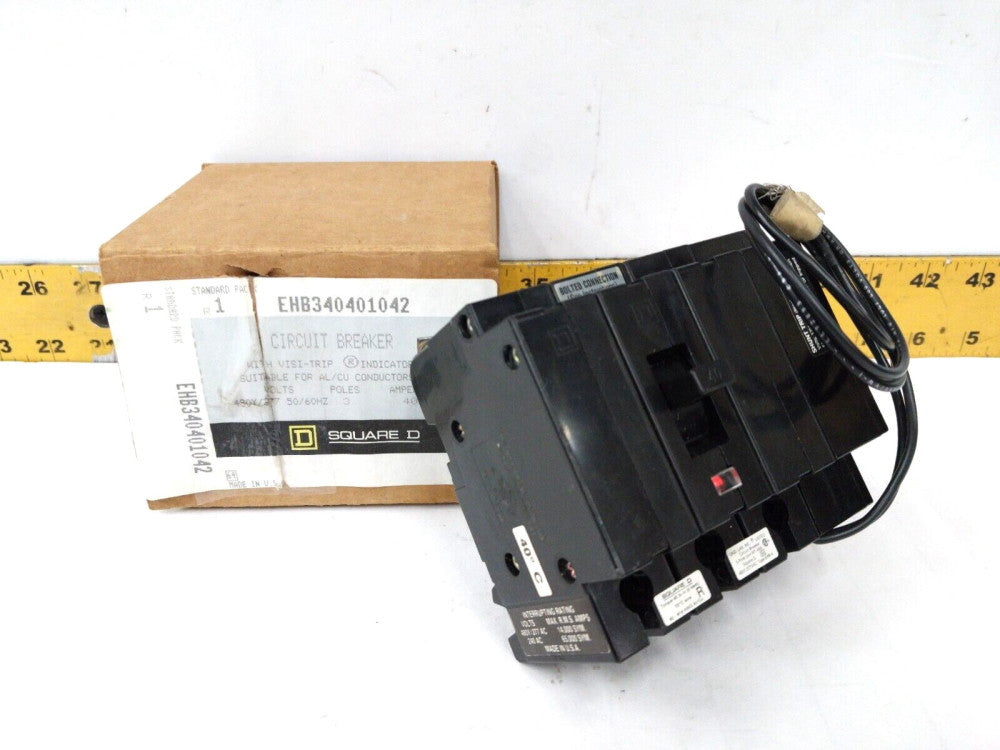 NEW SQUARE D 40 AMP BOLT ON CIRCUIT BREAKER W/SHUNT TRIP 3P 480 VAC EHB340401042