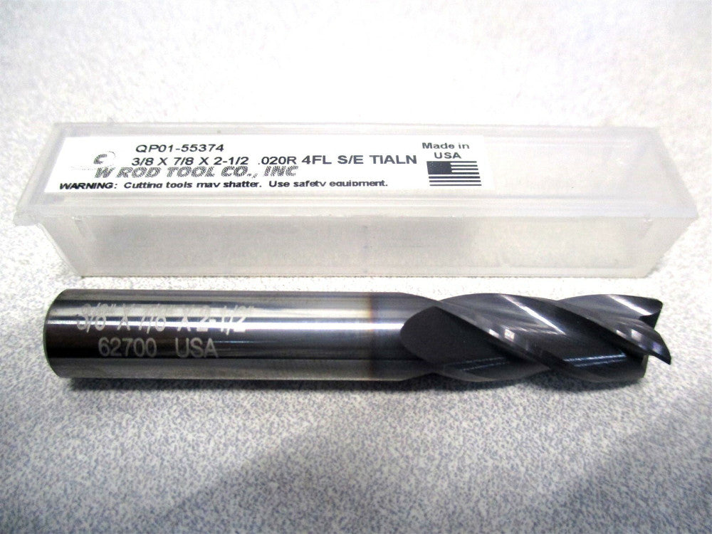 New (QP01-55374) 3/8 x 3/8 x 7/8 x 2-1/2 4-Flute SE SF Square End Mill