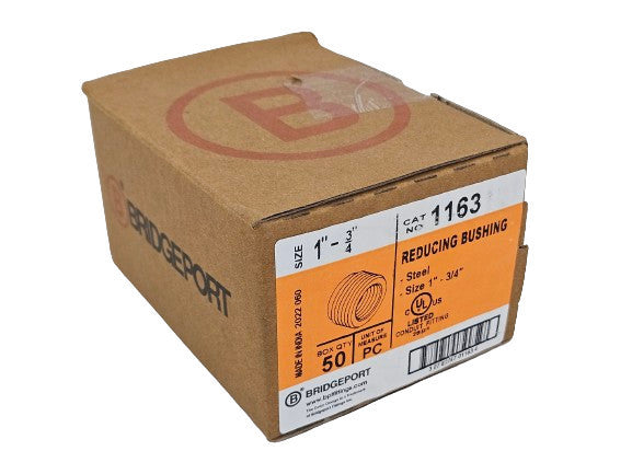 50pcs Bridgeport No. 1163 1" - 3/4" Reducing Bushing, Steel