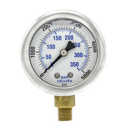 Pic Gauges 201L-208R Industrial Pressure Gauge, 0 To 5,000 Psi, 2 In Dial, 1/8