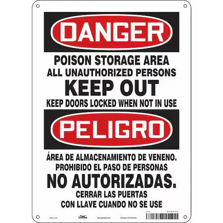 Condor 472T77 Safety Sign, 14 In Height, 10 In Width, Aluminum, Vertical