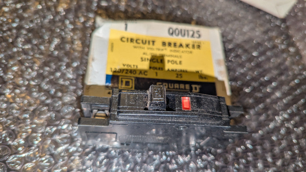 (1) Square D Mini circuit breaker QOU125 25A 1 pole 120/240VAC 10kA NIB
