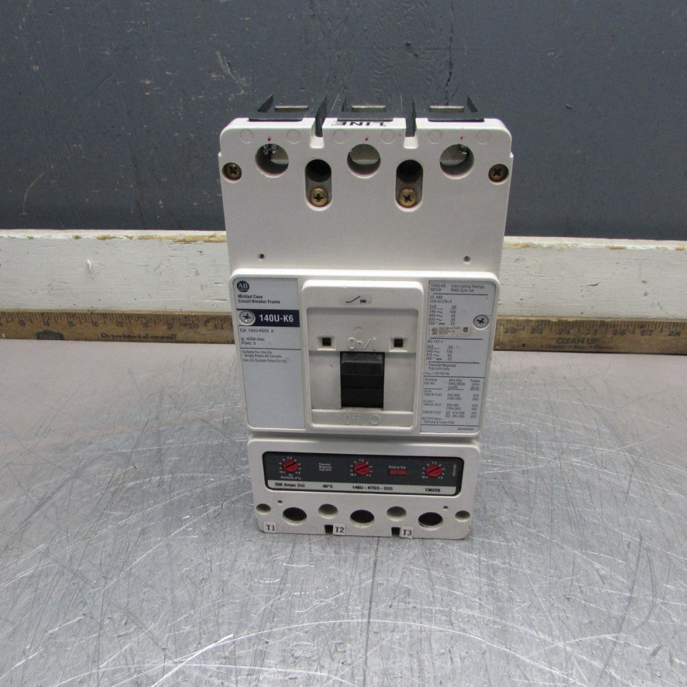 Allen Bradley 140U-K6D3-D25 , CIRCUIT BREAKER ,3P/250A/600V/65kA, CLEAN TAKEOUT!