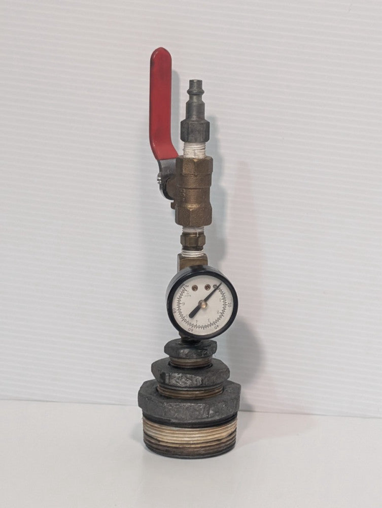2" NPT to 1/4" quick connect air hose with LDR ball valve and 0-100psi gauge