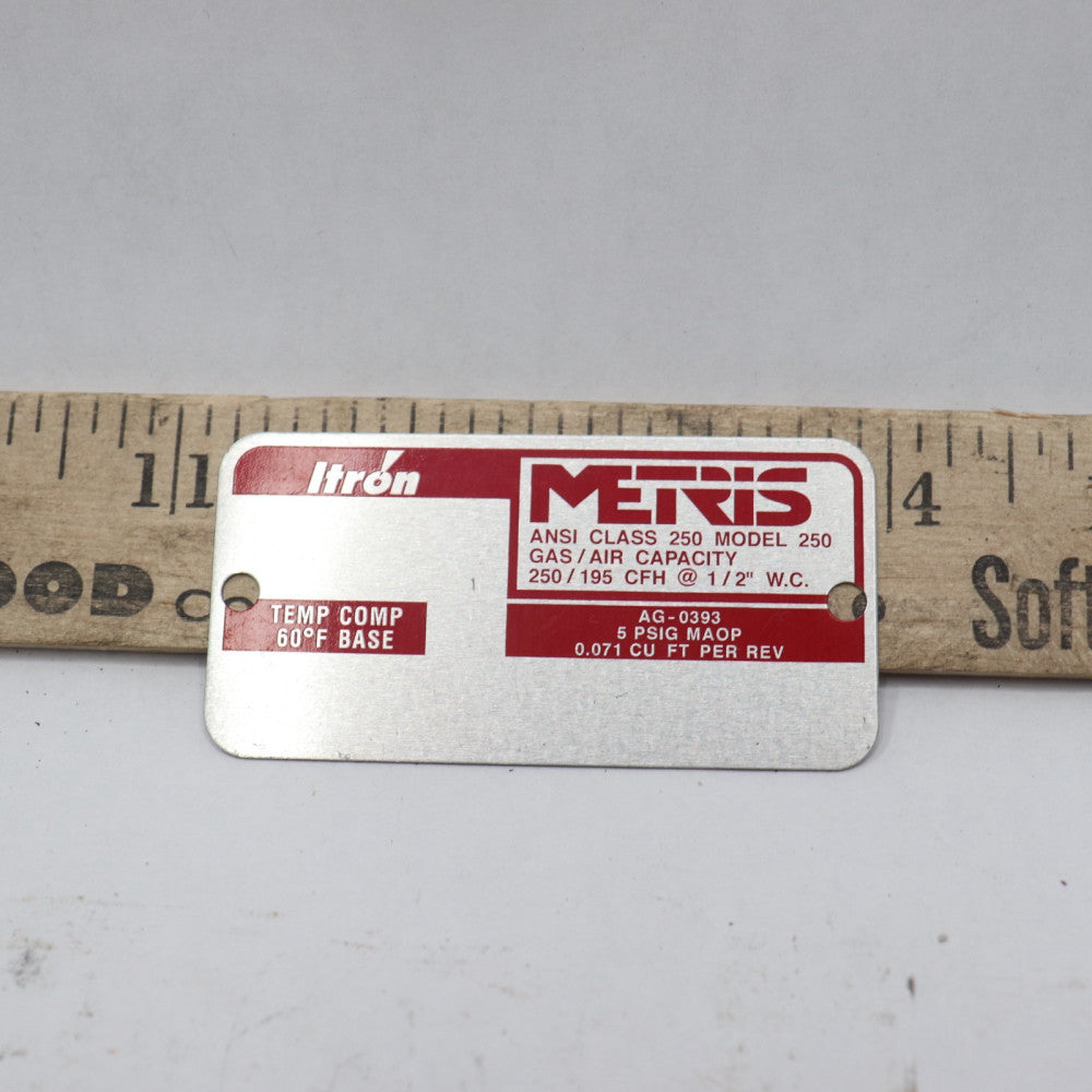 Metris Gas Meter 2-3/4" x 1-3/8" 250-Metal Label Only 250