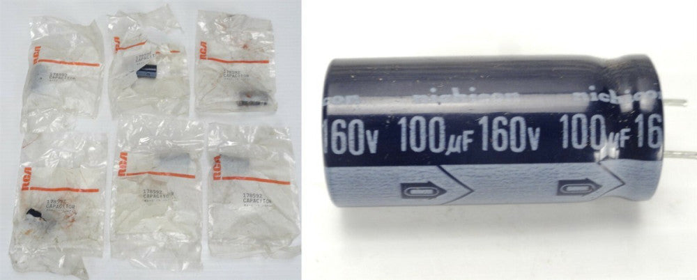 (Lot of 6) RCA 178592 / RCA178592, 160V - 100uf Capacitor (New)