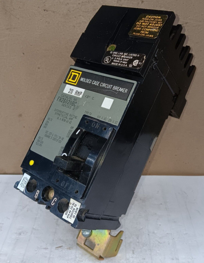 SQUARE D 20 AMP I-LINE CIRCUIT BREAKER 2 POLE 480 VAC FA26020BC
