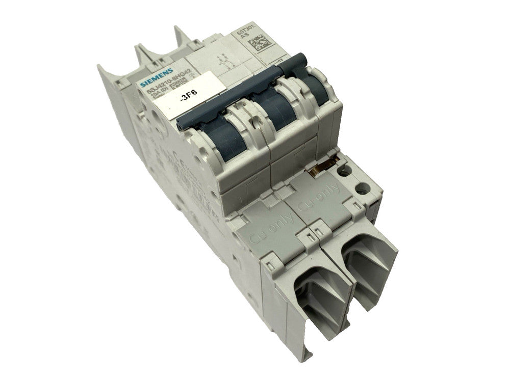 Siemens 5SJ4210-8HG42 Circuit Breaker 2P 10A w/ 5ST3010 Auxiliary Switch
