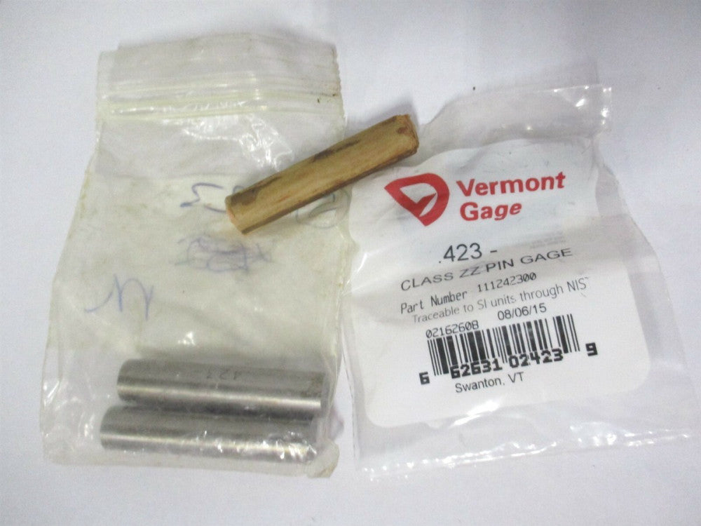 Vermont Gage (111242300) 0.423" Diam Class ZZ Minus Plug & Pin Gage - Lot of 4