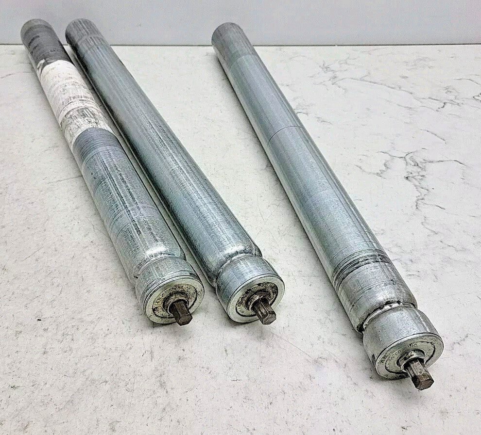 3 Pack Miller Bearings 15-5/8" L x 1-3/8" Dia Conveyor Drive Rollers 1.375" Used