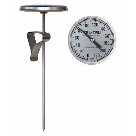Tel-Tru Lt330r-1209 Analog Dial Thermometer,Stem 12" L