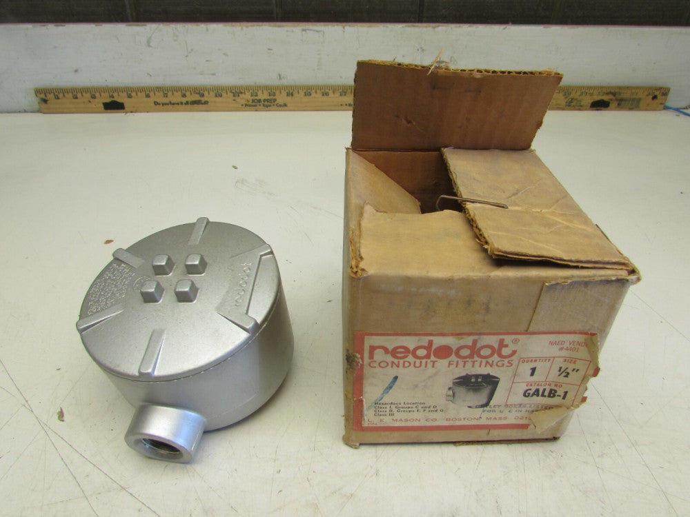 RED DOT GALB-1 1/2" HAZARDOUS LOCATION CONDUIT BOX LB STYLE W/SURFACE COVER NIB 