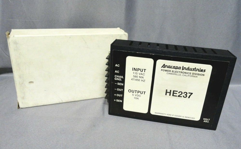 Anacapa Industries ~ PN: HE237 ~ 115V ~ 5 VDC 10A ~ Power Supply ~ NEW in BOX