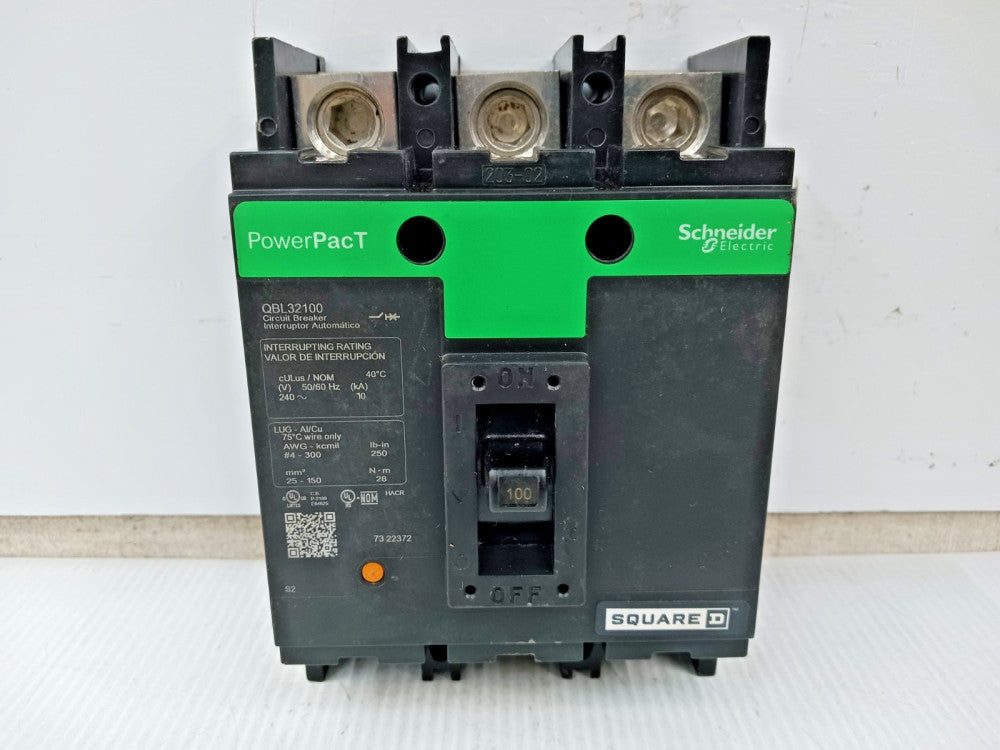 Square D PowerPact 100 Amp Circuit Breaker 3 Pole 240 VAC 10kA QBL32100