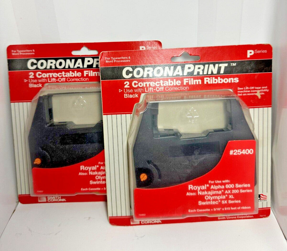 (Lot of 2) Smith Corona Print 2 Correctable Film Ribbons Black P Series 25400