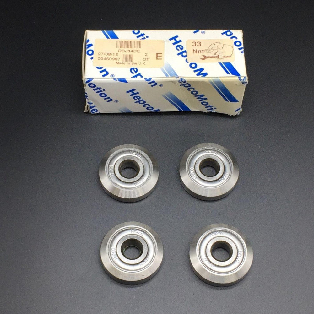 HepcoMotion RSJ34DE Studded Wheel V Rail Bearing, 10mm Bore Lot of 4