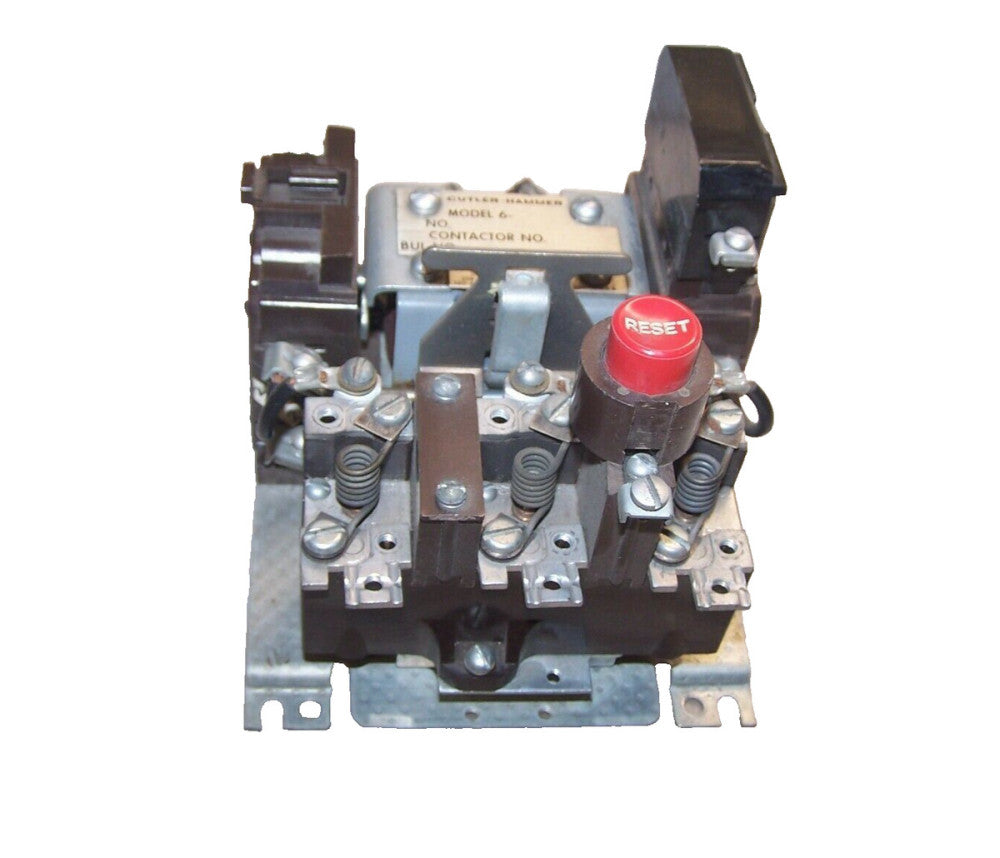 CUTLER HAMMER SIZE 1 MODEL 6- MOTOR STARTER 110 VAC COIL 10 HP 27 AMP MAX
