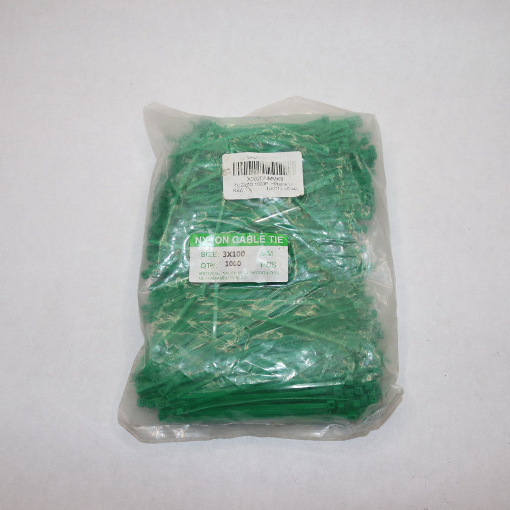 (1000-Pk) Cable Tie Nylon Green 3 MM x 100 MM 