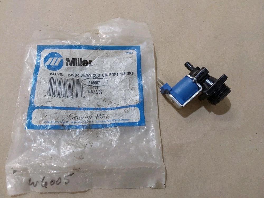 Miller 216607 Gas Valve Solenoid 24VDC Custom Port 1/8 ORF