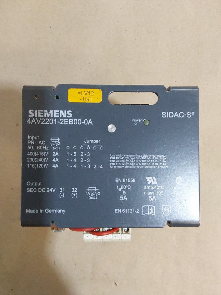  Siemens 4AV2201-2EB00-0A SIDAC-S Power Supply 1-Phase 