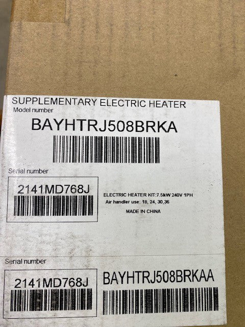 Trane 7.5 kW Supplementary Electric Heater BAYHTRJ508BRKA 240V - 1PH