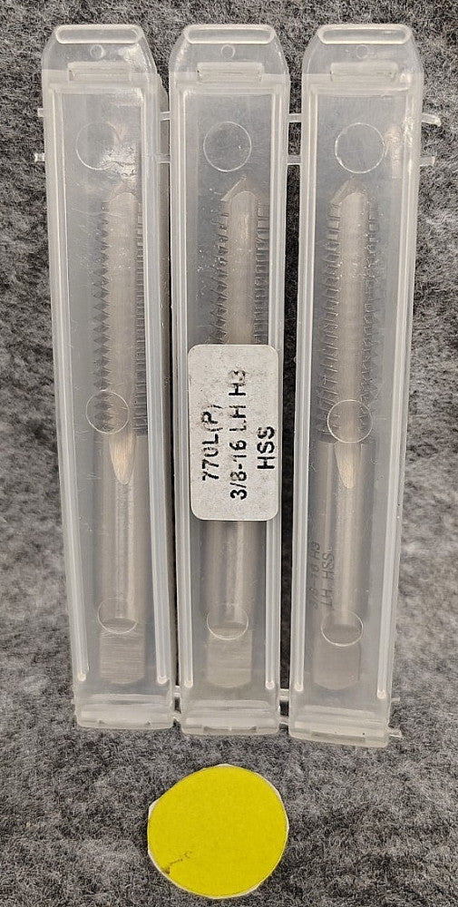 HS LEFT HAND 3/8" X 16UNC PLUG SPIRAL POINT TAP W/SPOTTING CHAMFER **LOT OF 3**