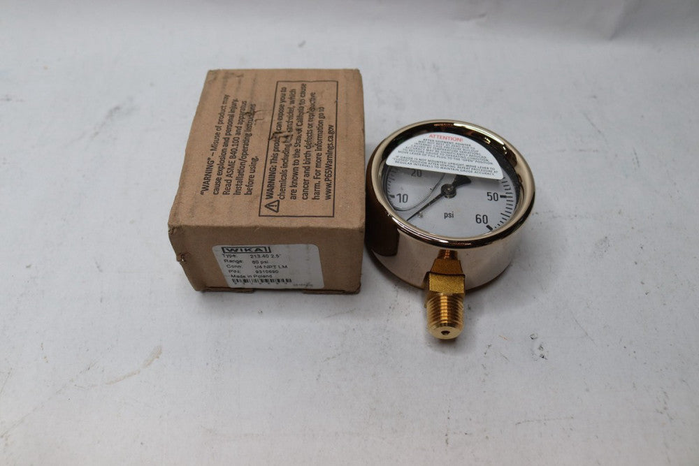 Wika Lower Mount Pressure Gauge Series 213.40 60 Psi 2-1/2" 9310690