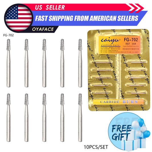 10 pcs Dental Carbide Steel Burs Drills for High Speed Handpiece Dentist FG Bur