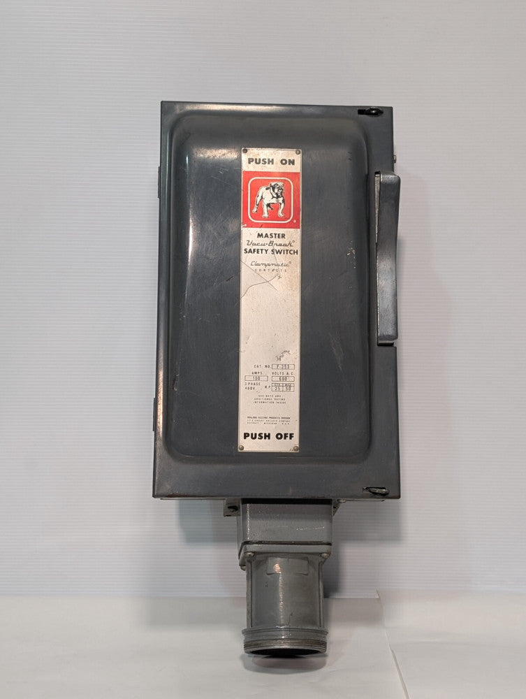 Bulldog F-353 Vacu-Break Safety Disconnect Switch, Fusible, 100A, 600v, 3 Phase