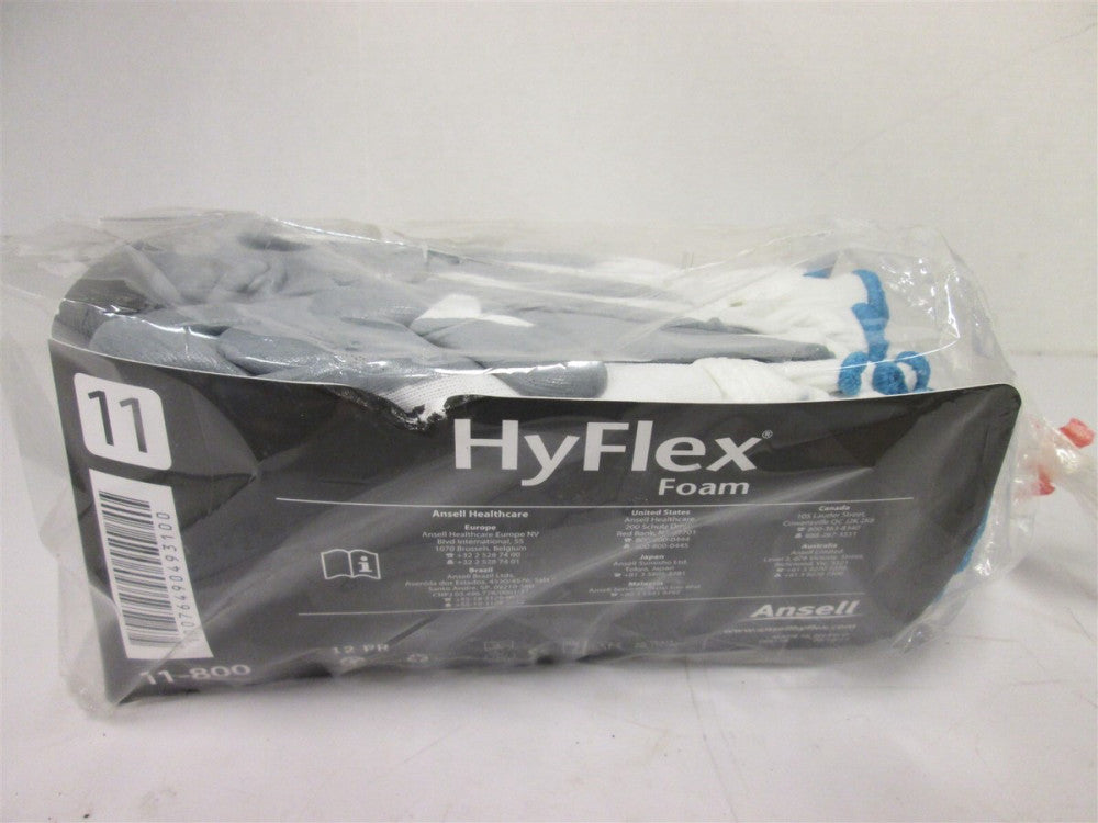 (12) Pair Ansell 11-800-11 Lite Duty Gray/White 2XL Nitrile Coated Gloves New