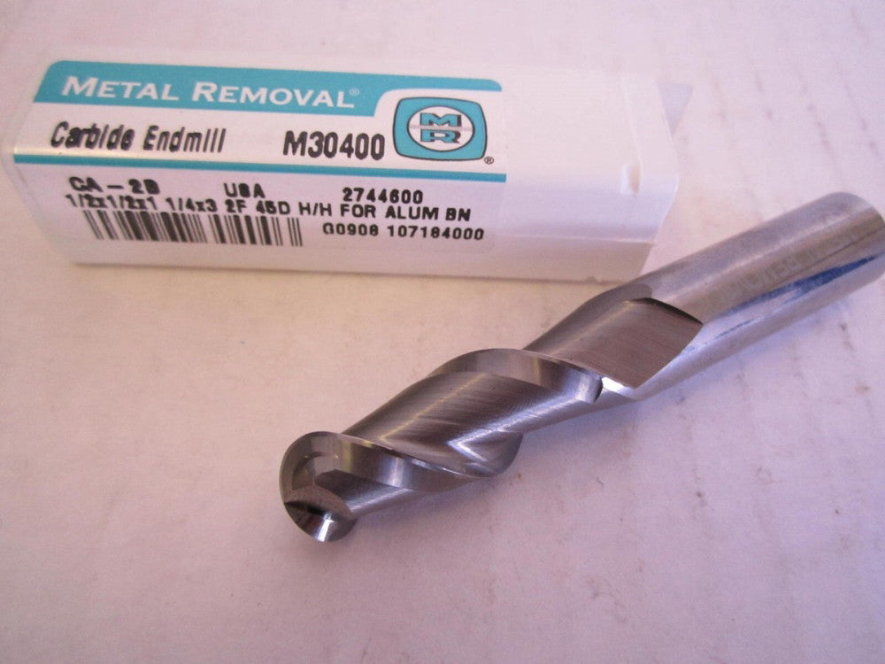 Metal Removal (M30400) 1/2" x 1/2" x 1-1/4" x 3" OAL 2-Flute Ball Nose Endmill 