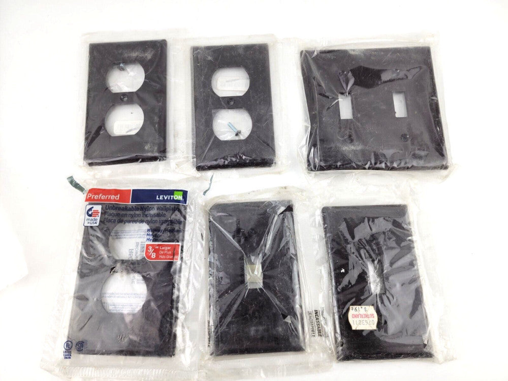 6pcs Mix Lot Brown Color Outlet + Wall Switch Plates Leviton