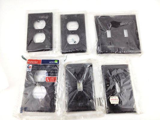 6pcs Mix Lot Brown Color Outlet + Wall Switch Plates Leviton