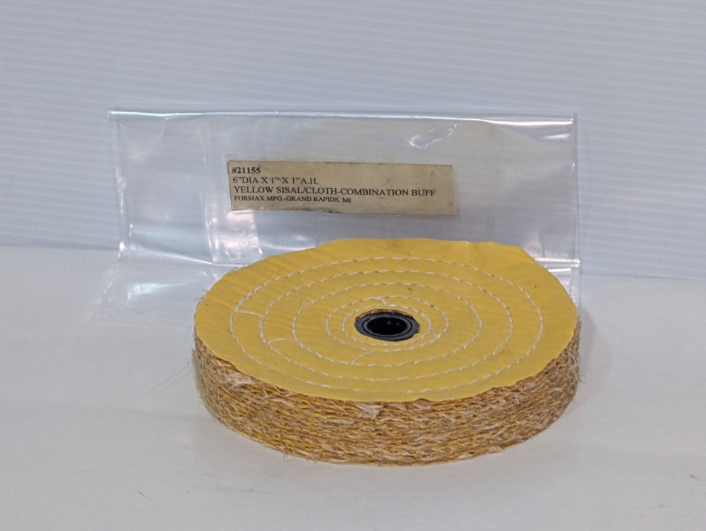 Formax Manufacturing 21155 6" Diameter, 1"x1" A.H. Yellow Sisal Cloth Combo Buff