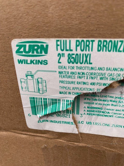 Zurn 2-850UXL Full Port Bronze Ball Valve (NEW)