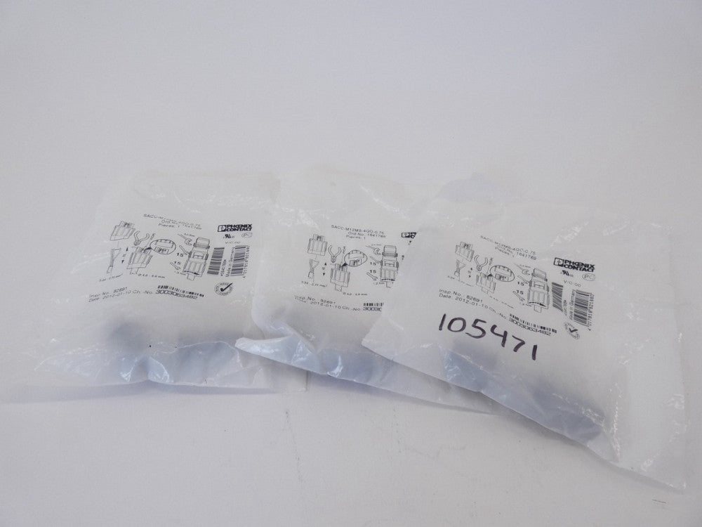 *Lot of 3* Phoenix Contact 1641769 4-Position Connector SACC-M12MS-4QO-0.75 -...