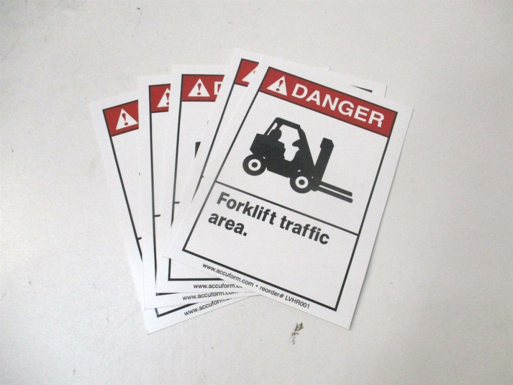 Accuform (LVHR001VSP) 3-1/2" x 5" Danger Forklift Traffic Area - Lot of 5