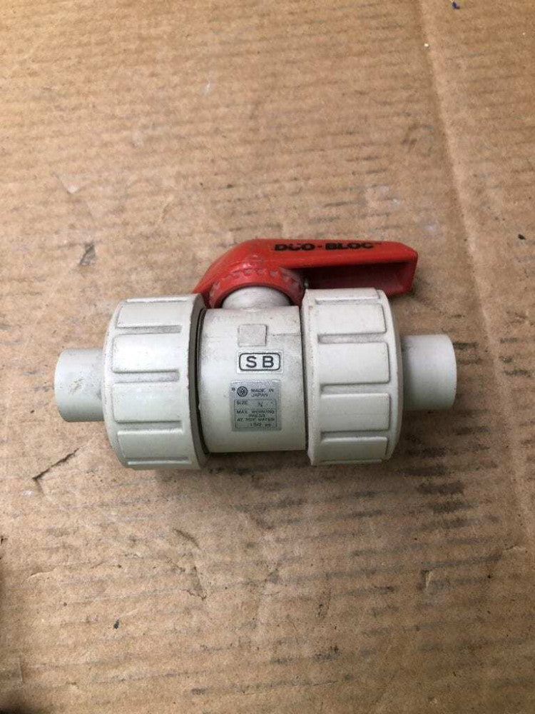 DUO-BLOC 3/4" PVC Manual Tru-Union Ball Valve 150PSI 70°F