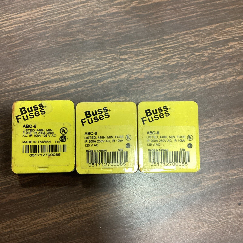 LOT OF 3 BUSS ABC-8 FUSES, 15 Pieces