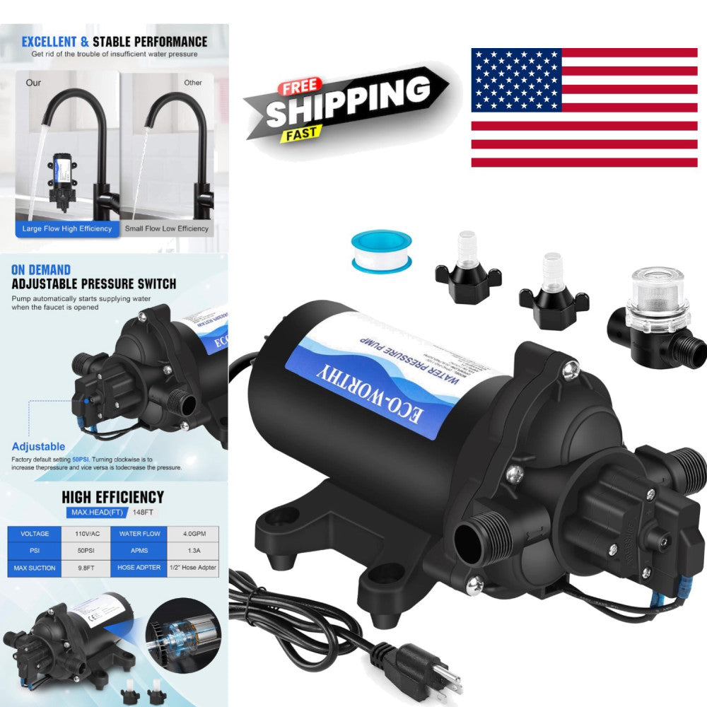 Heavy Duty Water Pressure Pump for RV Marine Yacht with 50 PSI and Self Priming