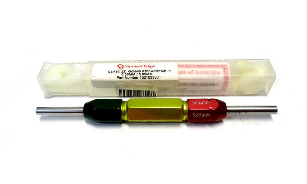 Vermont Gage 5.35mm - 5.65mm Class ZZ Go/No-Go Double End Rev Plug Gage Handle