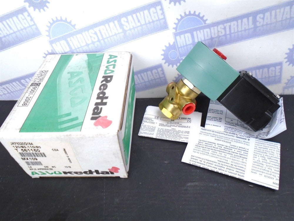 3-WAY ASCO SOLENOID VALVE JKF8320G184 150psi, Air, Inert Gas, Water, Lt Oil 1/4"
