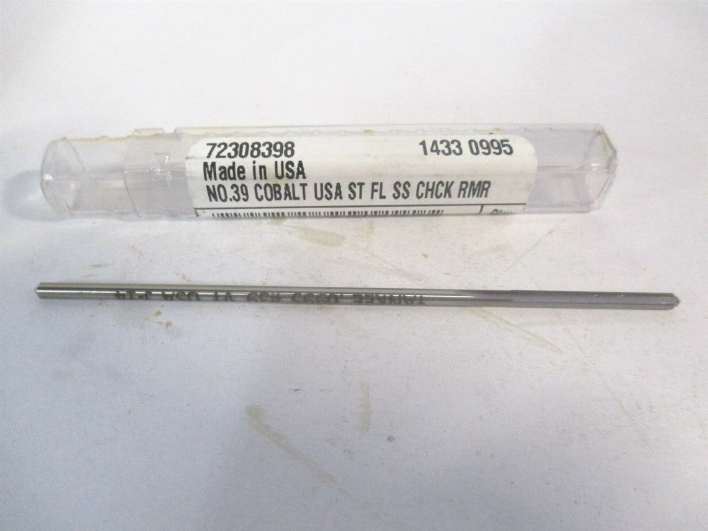 (1433-0.0995) #39 7/8" x 3-1/2" OAL Straight Flute Cobalt 4Fl Chucking Reamer 