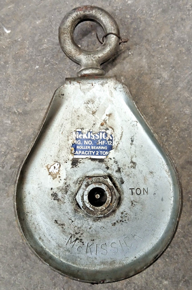 MCKISSICK HF-12 SNATCH BLOCK 2 TON WITH 3" EYELET 7" PULLEY  1" WIRE ROPE SIZE